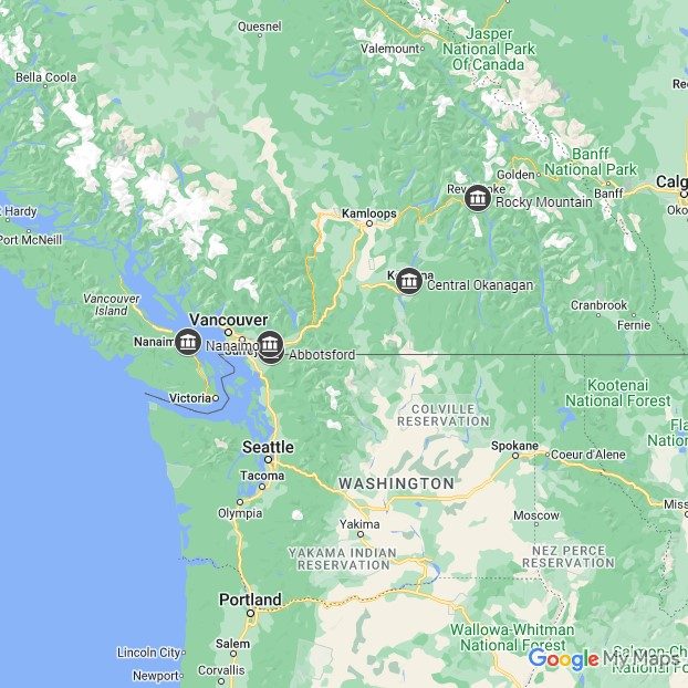 Schulbezirke BC Übersicht, erstellt mit Google My Maps
