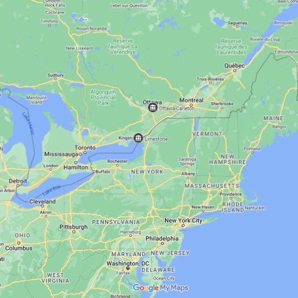 Schulbezirke Ontario Überischt, erstellt mit Google My Maps